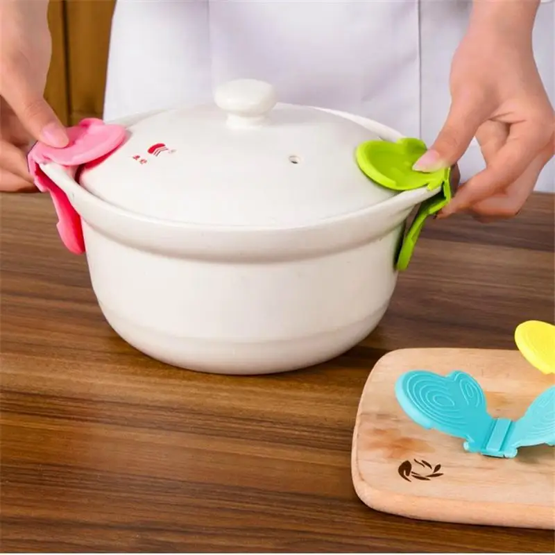 Top quality Kitchen Dishes Silicone Oven Heat Insulated Finger Glove Mitt Cute Cooking Microwave Non-slip Gripper Pot Holder
