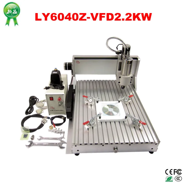 LY 6040Z-VFD 2.2KW 3axis CNC фрезерный станок с ЧПУ, токарный станок по дереву 2200w с частотно-регулируемым приводом водяного охлаждения шпинделя