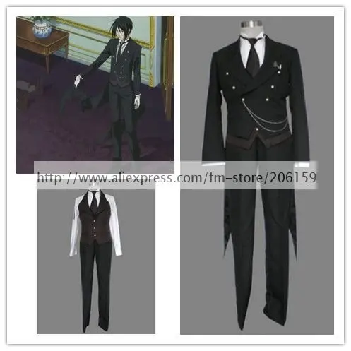 Аниме Black Butler Косплэй-черный Bulter Куро shitsuji Косплэй костюм для вечеринки на Хэллоуин костюм Бесплатная доставка