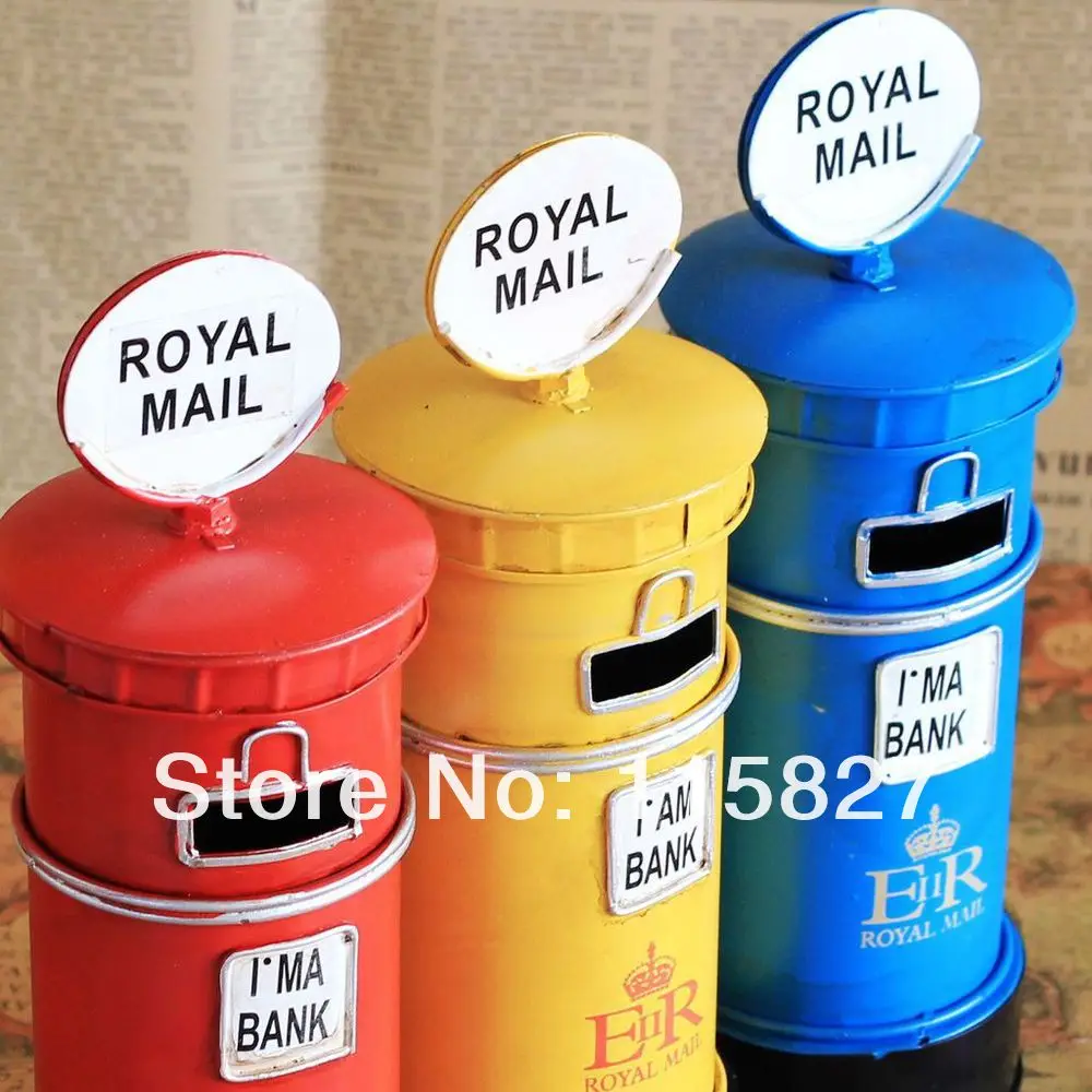 Минимальный заказ$20(смесовые) англия Стиль Royal Mail Утюг экономия денег box Postbox монета Saver дом или магазин украшения