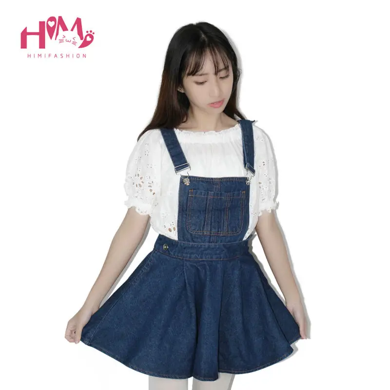 Vivi Japan Sstrap School Denim Dress For Ladies Dark Blue Removable Summer Detachable Student Overalls Dress Women Kawaii Cloth 7