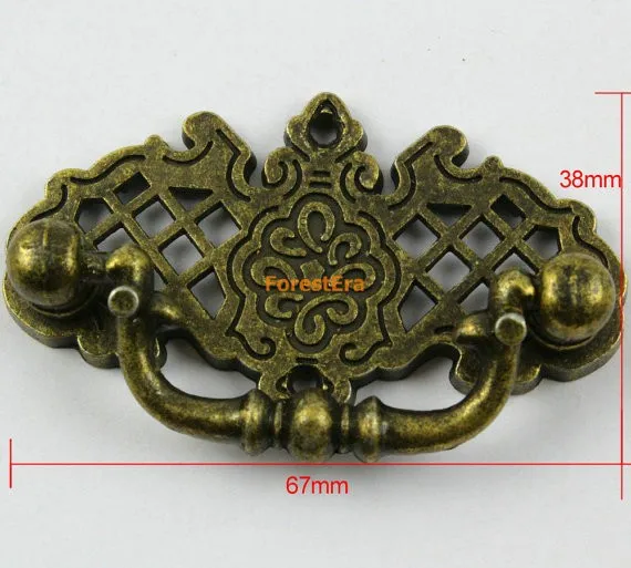 4 шт. античная латунь Jewelry Box Ручка 67x38 мм