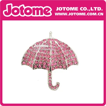 

100pcs/lot 51mm Hot Pink Rhinestone Crystal Women Fashion Jewelry Umbrella Brooches and Pins for Gift
