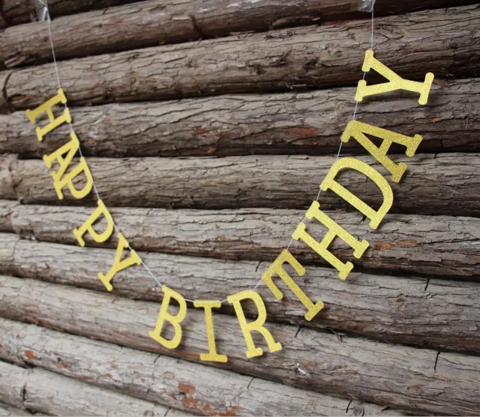 Light Reflecting Gold Happy Birthday Banner Big Letter Child Best