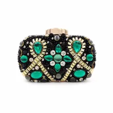 8671BG Black & Green Perlen Stickerei Lady fashion Hochzeit Braut kupplung abendtasche handtasche box fall IN KOSTENLOSER VERSAND