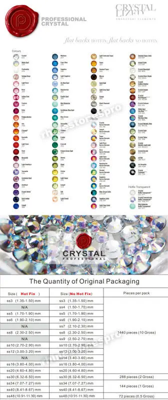 color chart and size chart 702