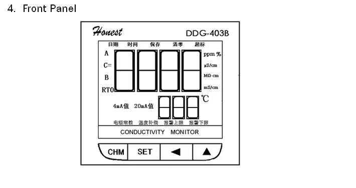 DDG-403B проводимости монитор метр 0-2000uS/см: 2% FS УВД