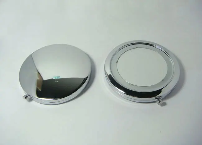 Серебряный компактные зеркала DIY Портативный металлическое зеркало для нанесения макияжа 2X увеличительное 2 шт./лот M070K