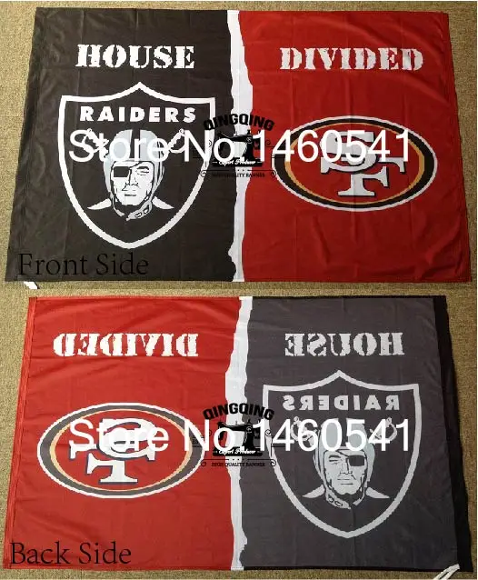 Oakland Raiders San Francisco 49ers House Divided Flag 3ft x 5ft