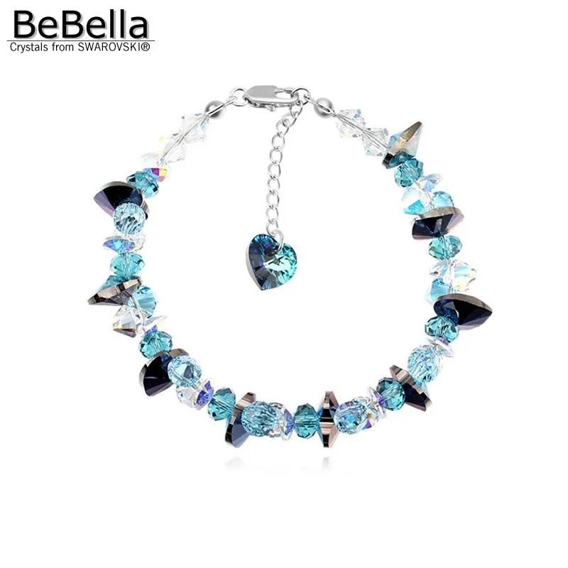 BeBella сердце очарование Кристалл бисер браслет с кристаллами от Swarovski для женщин девушки любовника модные ювелирные изделия подарок