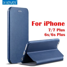Роскошные X-Высокий Уровень Качества Классический Флип Кожаный Чехол Для iPhone 7 7 Плюс 6 s 6 s Plus с Розничной Коробке
