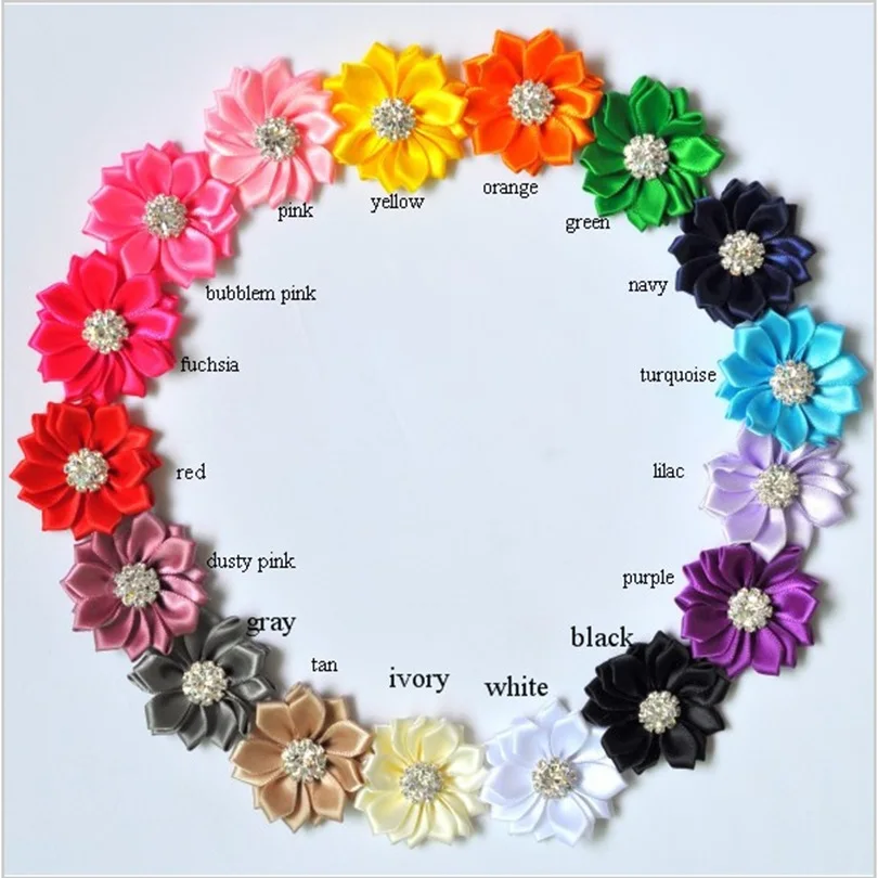 120pcs-lot-5cm-17-colors-hair-clips-mini-satin-ribbon-flowers-with-rhinestone-button-artificial-fabric-flowers-for-headbands