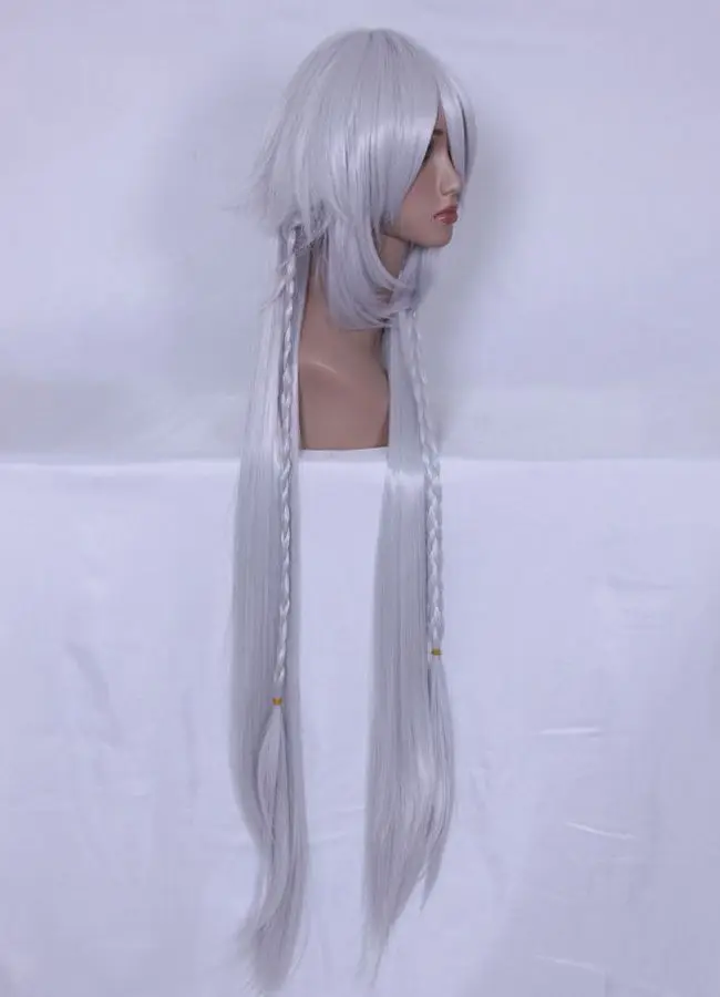 MCOSER 100 см длинные прямые синтетические серебристо-белые цвета косплей костюм парик высокотемпературные волокна WIG-033A
