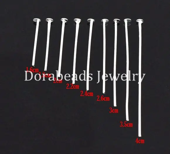 DoreenBeads 900 Шт. Смешанный Серебристый цвет Глава Прикалывает Заключения булавки 0.7 мм(21 калибра)(B04116), иу