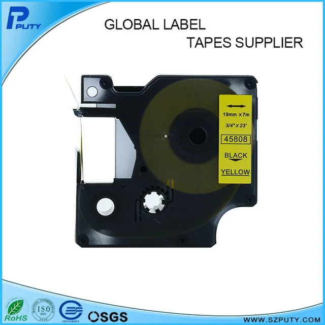 Special Offers Hot Sale 19mm Black On Yellow Compatible Dymo D1 Label Tape 45808 for Dymo D1 Label Printer Special Offers Hot Sale 19mm Black On Yellow Compatible Dymo D1 Label Tape 45808 for Dymo D1 Label Printer