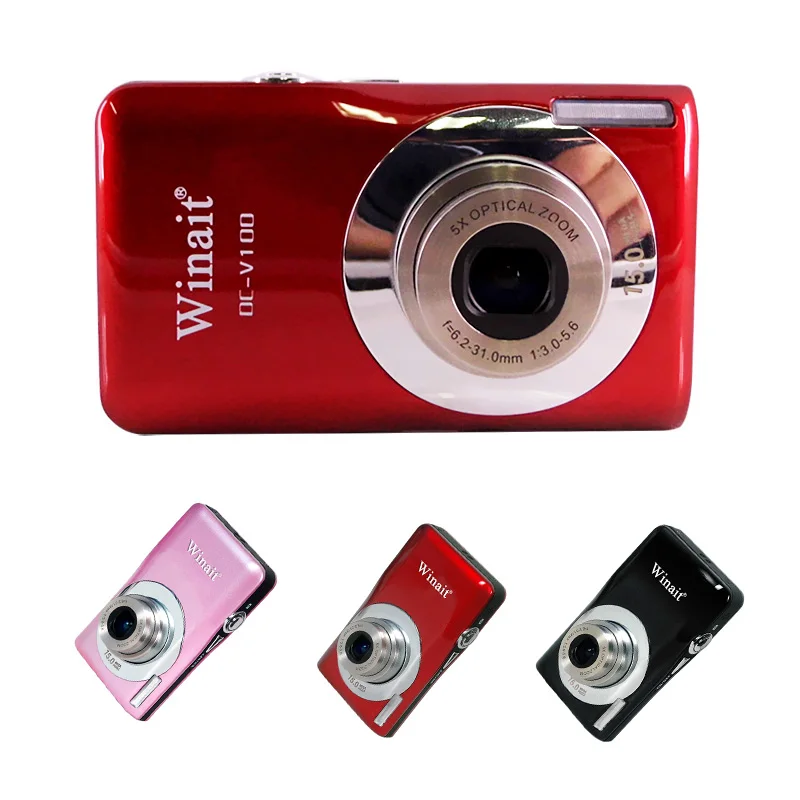

Cute 15MP 2.7" TFT Color LCD 5X Optical Zoom 5.0 Megapixel CMOS Mini Portable Digital Camcorder Freeship Digital Camera DC-V100