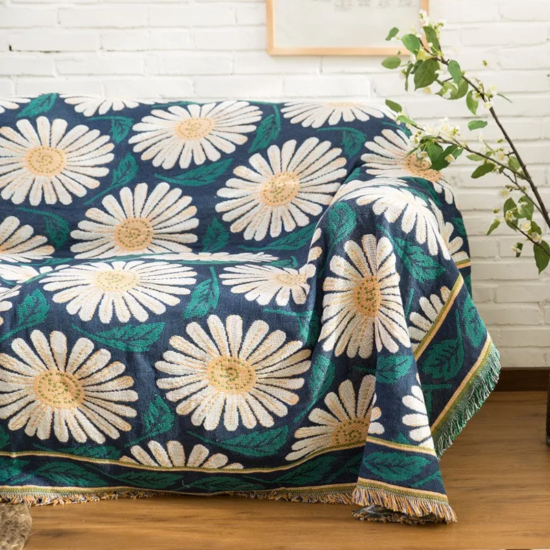 

Home textile Sofa cover Bohemia tapestry daisy blanket with tassel 130*180cm cover for bed chair table floor flower bedspread