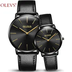 2018 OLEVS бренд любовник часы кварцевые часы пара человек и дамы из натуральной кожи Для женщин Водонепроницаемый 30 м Наручные часы montre homme