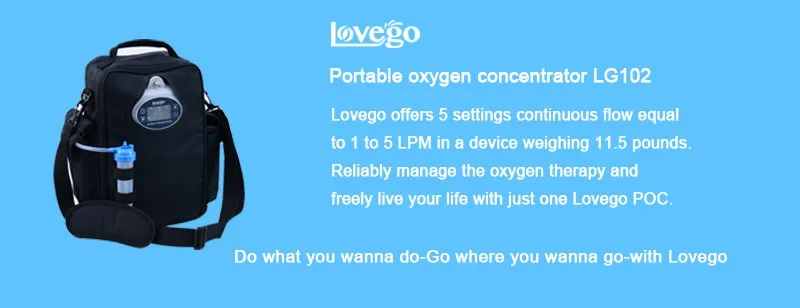 Два часа использование аккумулятора LoveGo LG102 портативный кислородный концентратор, генератор/по сравнению с simplygo/5LPM/95