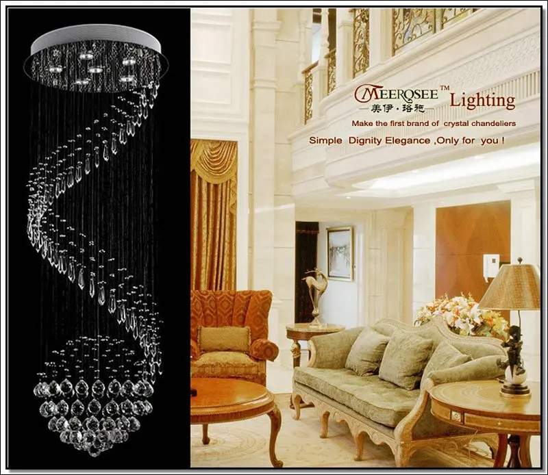 Декоративные стразы потолочный светильник спиральный хрустальный светильник люстры де Сала для лестницы в особняке лампа освещения MD20018