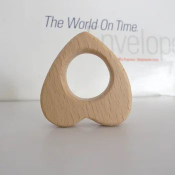 

10PCS HEART Handmade Natural Newborn Beech Wooden Teether Toys