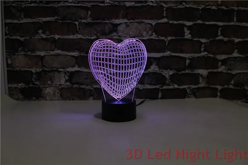 3D Vision Illusion Sweet Heart Предметы Прикладного Искусства Привело Ночные Огни с FCC и RoHS Сертификат YJM-2910