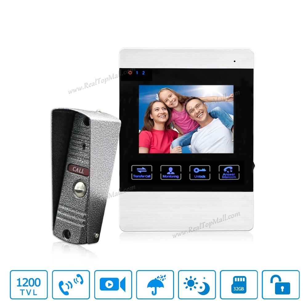 4 Inch HD Led Video font b Door b font Intercom System font b Door b