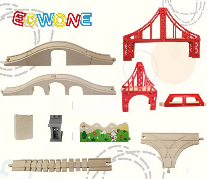 

Thomas and Friends -- Thomas Wooden Train Track Railway Accessories Red Big Size Rainbow Bridge S Track Bridge Pier T track