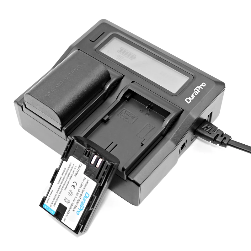 2pc LP E6 LP E6 LPE6 Rechargeable Li ion Camera battery LCD Dual Quick Charger for