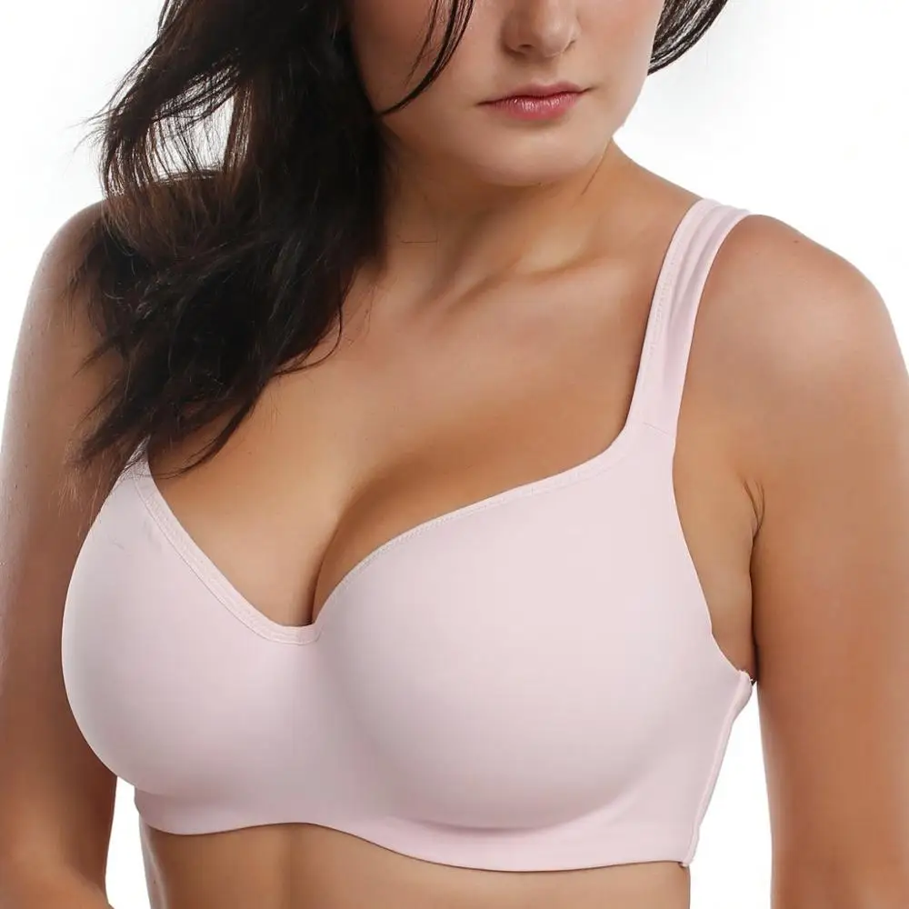Pink Baiclothing женская без poke большой Размеры полный охват косточках контур балконет бюстгальтер под футболку, 34, 36, 38, 40, 42, 44 B C D DD DDD/E - Цвет: Pink