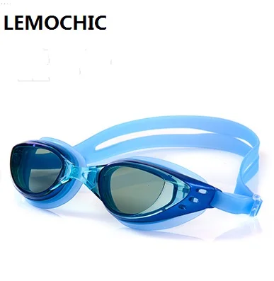 light blue Высокое качество унисекс Водонепроницаемый Анти Туман УФ Взрослых близоруким объектив Дайвинг Плавательные Очки EyewearGafas Natacion Плавать очки - Цвет: light blue