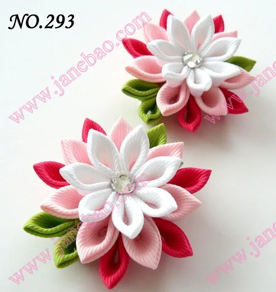Новые 280 шт. " два слоя Kanzashi цветок заколки моды девушка Bow заколки