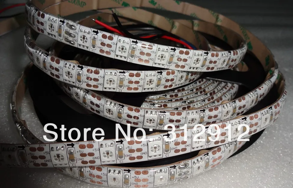 4 м DC5V IP65 WS2812B светодиодный цифровой полосы, 60 шт. WS2812B/м с 60 пикселей; 57.6 Вт белый pcb; водонепроницаемый в силиконовым покрытием