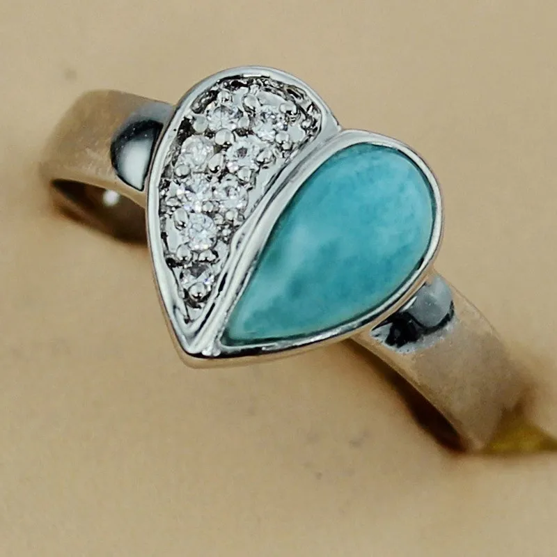 SHUNXUNZE Larimar обручальные кольца ювелирные изделия и аксессуары для мужчин и женщин сердце любовь родиевое покрытие R3502 Размер 6 7 8 9