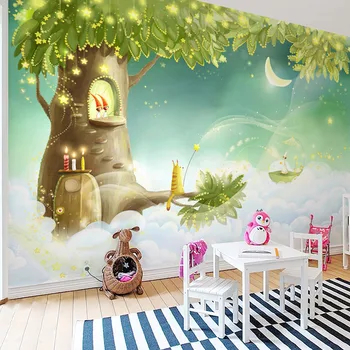 

Customized Size 3D Stereo Romantic Cartoon Trees Photo Mural Wall Paper for Kids' Room Bedroom Home Decor 3D Non-woven Wallpaper