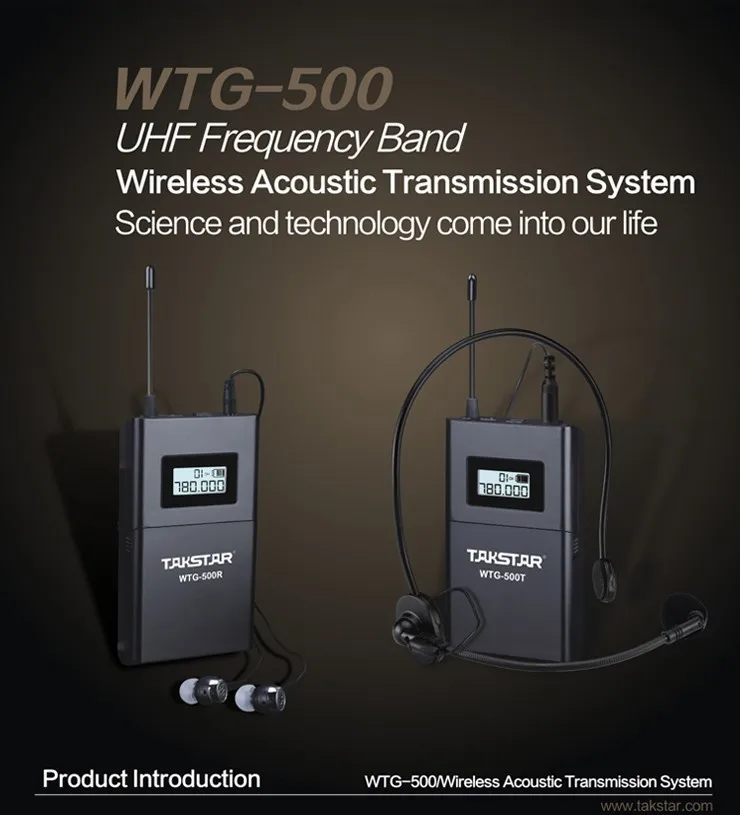 Высокое качество Takstar WTG500 UHF PLL Беспроводная система гида голосовое устройство учебные наушники передатчик+ приемник+ микрофон+ наушники