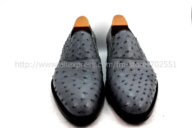 Free shipping custom handmade ostrich skin leather men's shoe No.OS1 Goodyear welt