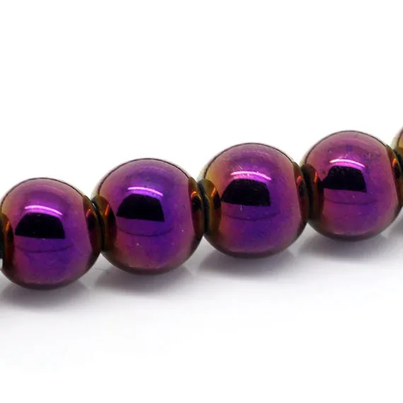 Metal Beads 16 strand with approx Plated Beads Hematite Supplies Mystic Purple Electroplated Hematite Beads 80 beads Mince Beads