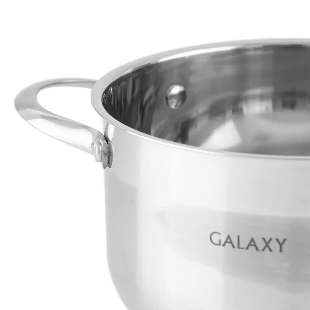 Набор посуды Galaxy GL9506(Высококачественная нержавеющая сталь, кастрюли с крышкой 2,6 и 3,6 л., Ковш с крышкой 1.9 л, Сковорода с крышкой, Подходит для всех типов плит
