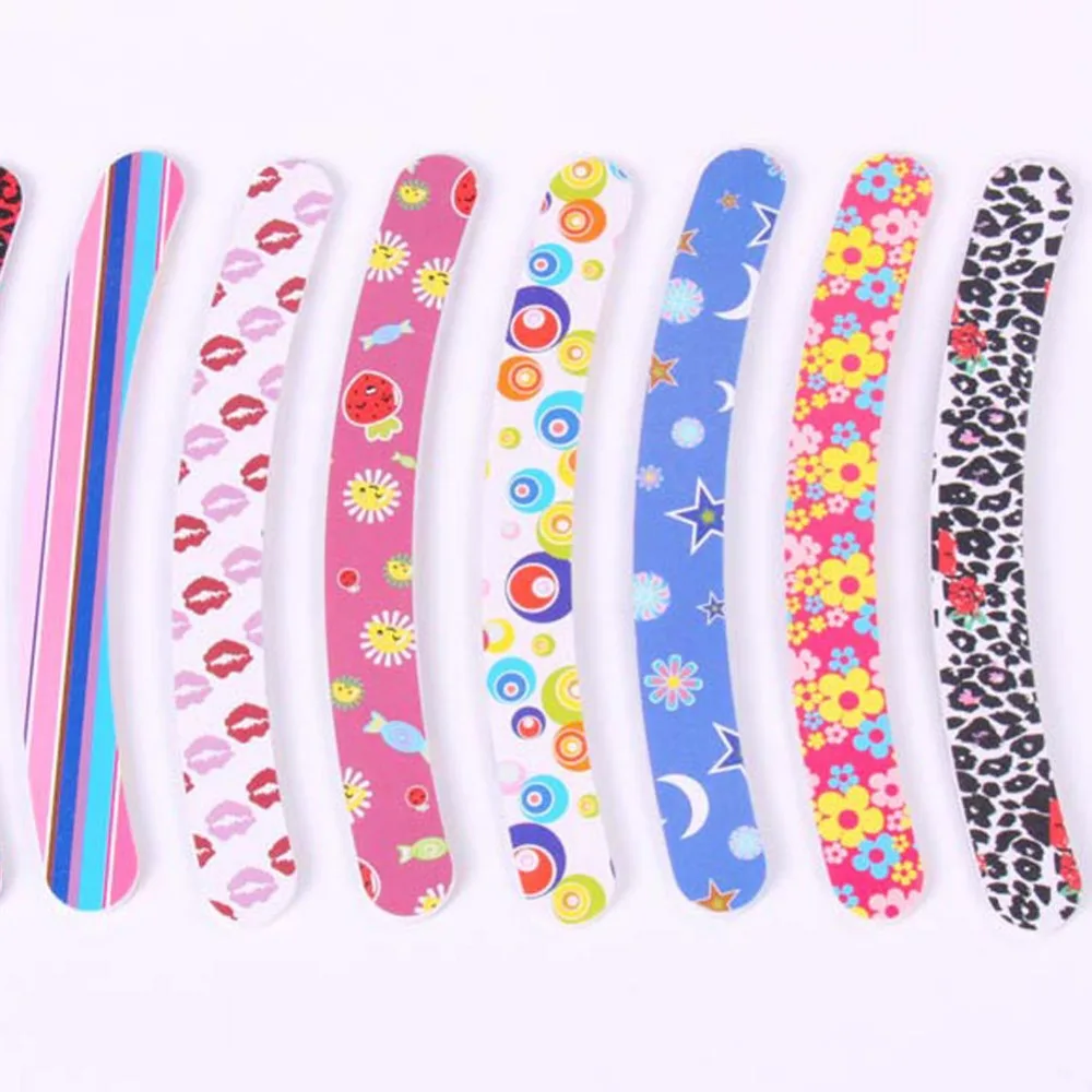 

Buffing Acrylic Uv Gel Curved Mail Manicure Tool Curve Grit Colorful Nail Files Buffer Color Randomly Delivered