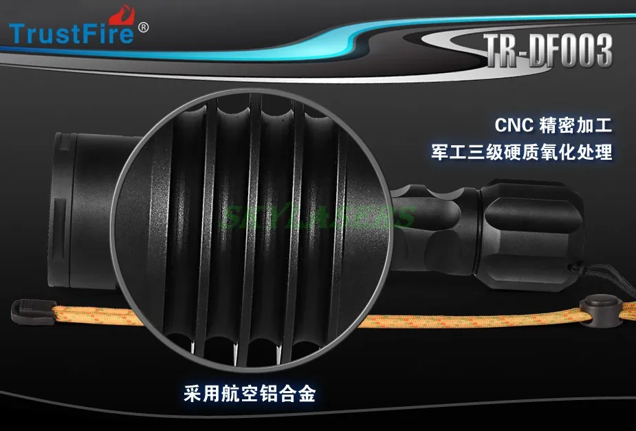 TrustFire DF003 фонарик для дайвинга 100 м подводный 3000 люмен 3T6 3 x XM-L T6 Водонепроницаемый светодиодный фонарь и 2*26650 аккумулятор и зарядное устройство
