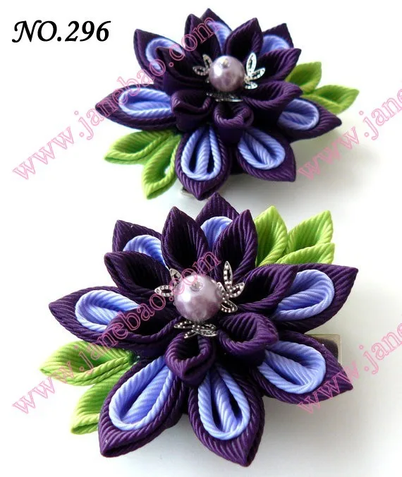 Новые 280 шт. " два слоя Kanzashi цветок заколки моды девушка Bow заколки