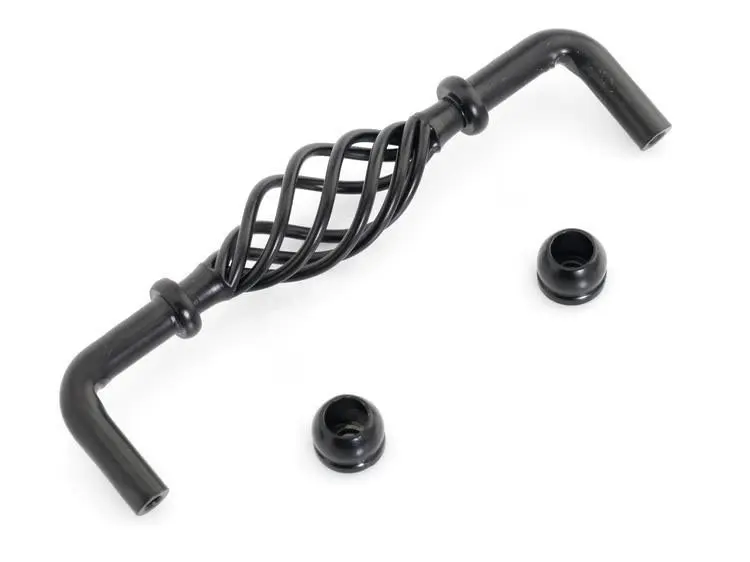 Iron  Birdcage Cabinet Pull Handle Matte Black Finish (C.C.:128mm,Length:145mm)