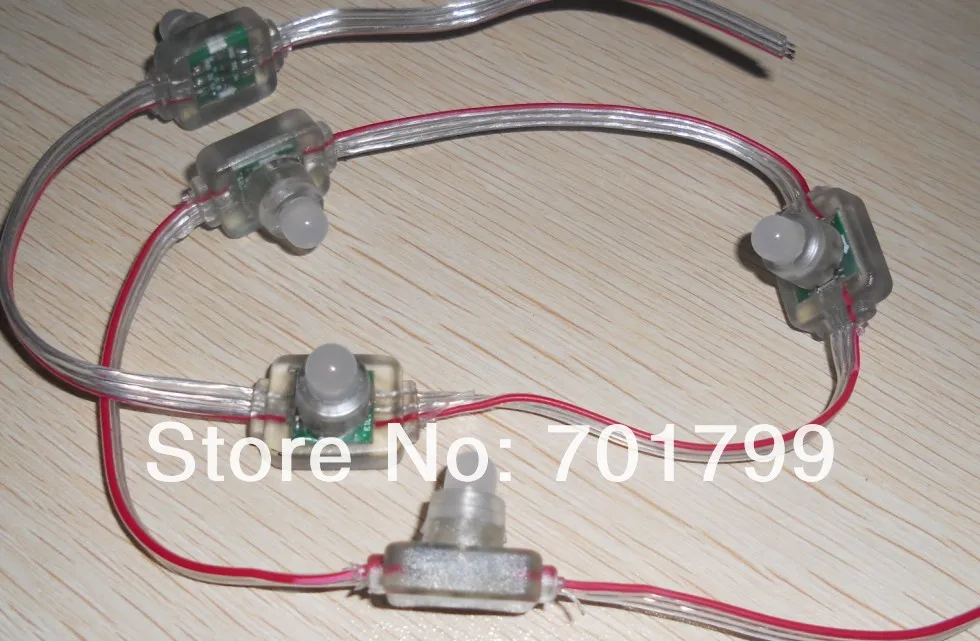 100 шт. DC12V WS2811 LED пиксель узел, с прозрачной проволока; Размер: L26mm* W18mm* H22mm