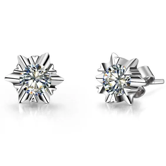 0.6Ct каждая романтическая Снежинка женские свадебные серьги-гвоздики из чистого серебра 925 женские серьги, изящные украшения