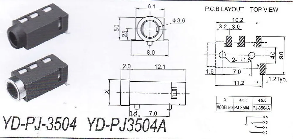 PJ-320D SMD зъем