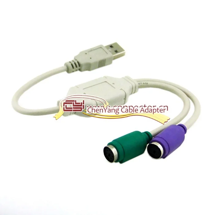 10 шт./партия USB2.0-два PS2 сплиттер кабель адаптер для клавиатуры мышь USB автобус питания