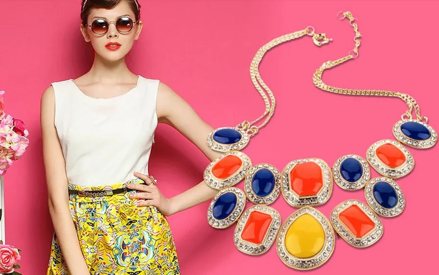 Крыло Yuk Tak Collares Collier Новейшее модное эффектное ожерелье s для женщин в Европе яркие ожерелья оптом