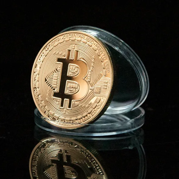 Позолоченные физическая Bitcoins-1 каждого-Casascius Биткойн BTC с чехол для сувенир подарок на Новый год BTC001