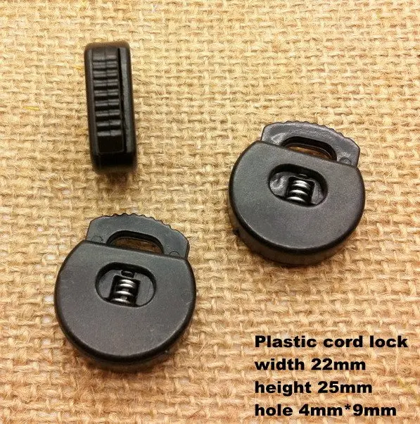 Черные плоские круглые большие отверстие для шнура пружина блокировки струны Фиксатор шнура 300 шт/партия